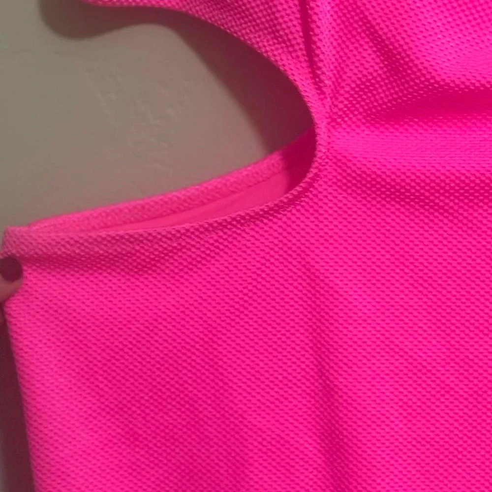 Aerie Neon Pink Textured One Piece Swimsuit XXL Long Cut Out Off Shoulder